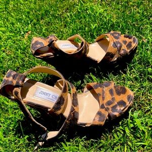 Jimmy Choo Leopard Print Wedge Sandals Size 38/7